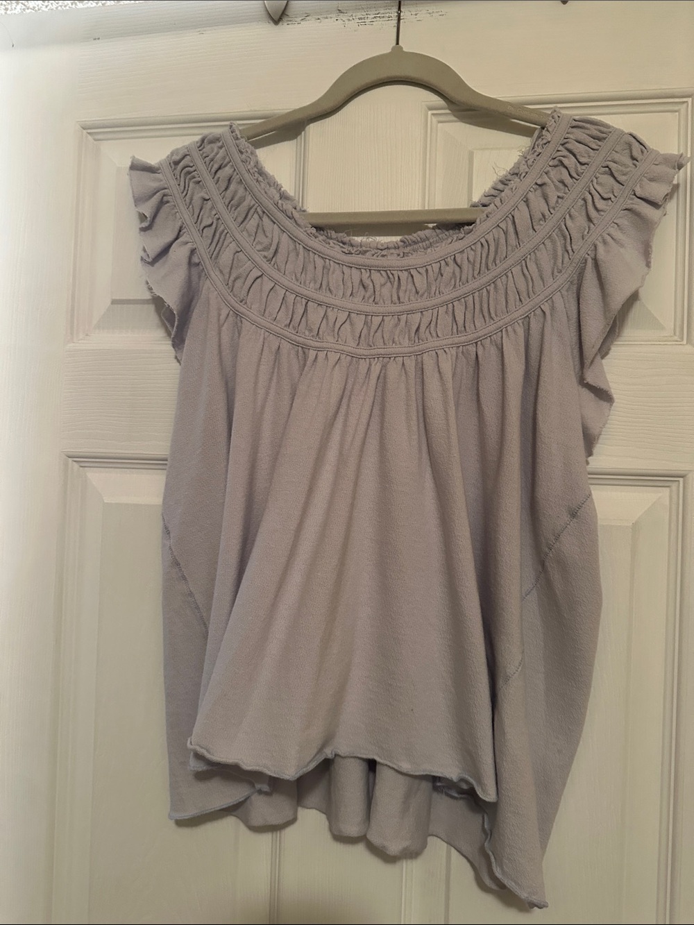 Women's Lavender Ruffled Yoke Top